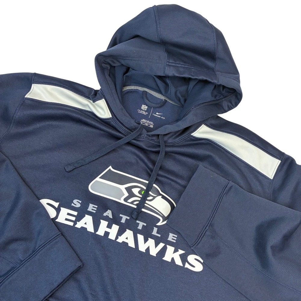 Nike Hoodie Seattle Seahawks Mens XXL Navy Blue Therma-FIT NFL On-Field Apparel